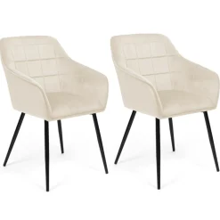 IDMarket Fauteuils de table en velours beige* Collection Vintage|Chaises