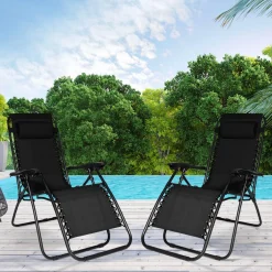 IDMarket Fauteuils RELAX grand confort noir* Fauteuils De Jardin