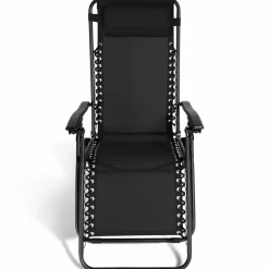IDMarket Fauteuils RELAX grand confort noir* Fauteuils De Jardin