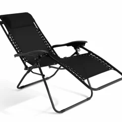 IDMarket Fauteuils RELAX grand confort noir* Fauteuils De Jardin