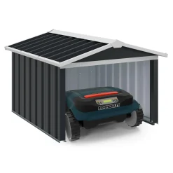 IDMarket Garage pour robot tondeuse en métal gris anthracite* Abris De Jardin|Entretien Du Jardin Et Accessoires