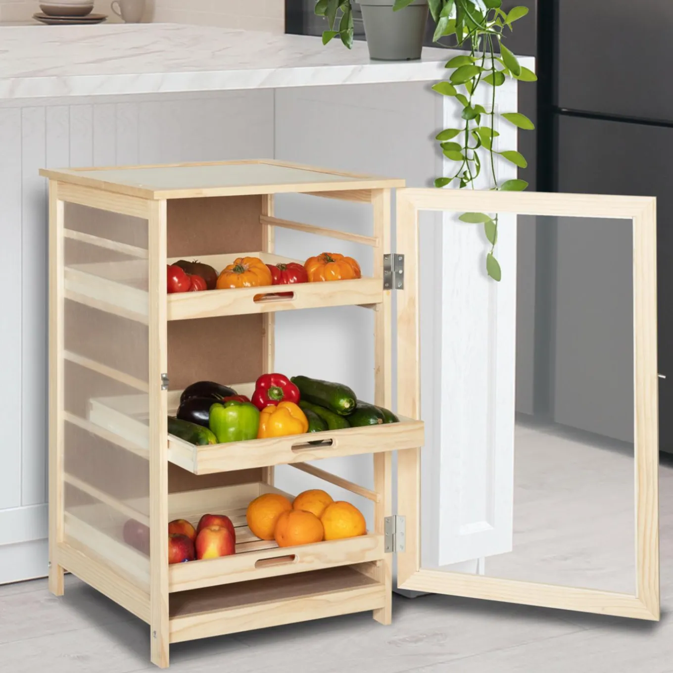 IDMarket Garde-manger bois pour fruits et légumes* Garde-Manger|Meubles Tiroirs