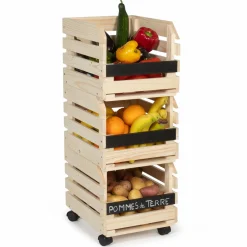IDMarket Garde-manger empilable en bois à roulettes* Meubles Bas|Garde-Manger