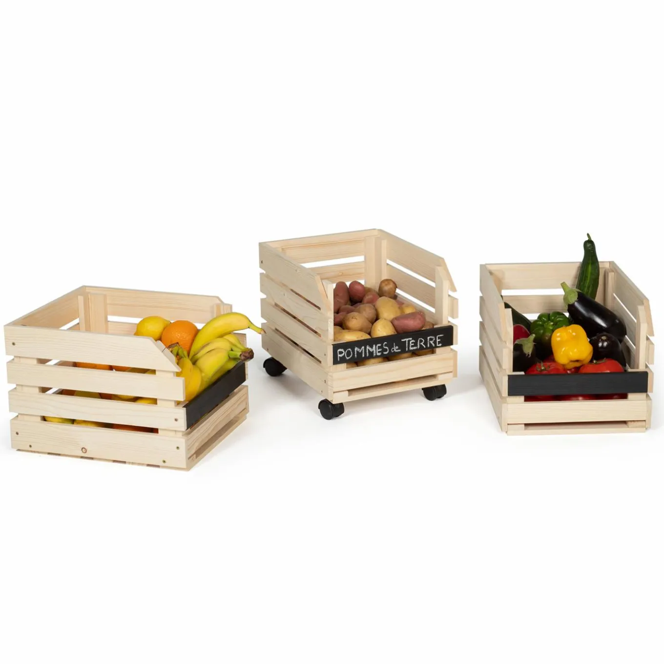 IDMarket Garde-manger empilable en bois à roulettes* Meubles Bas|Garde-Manger
