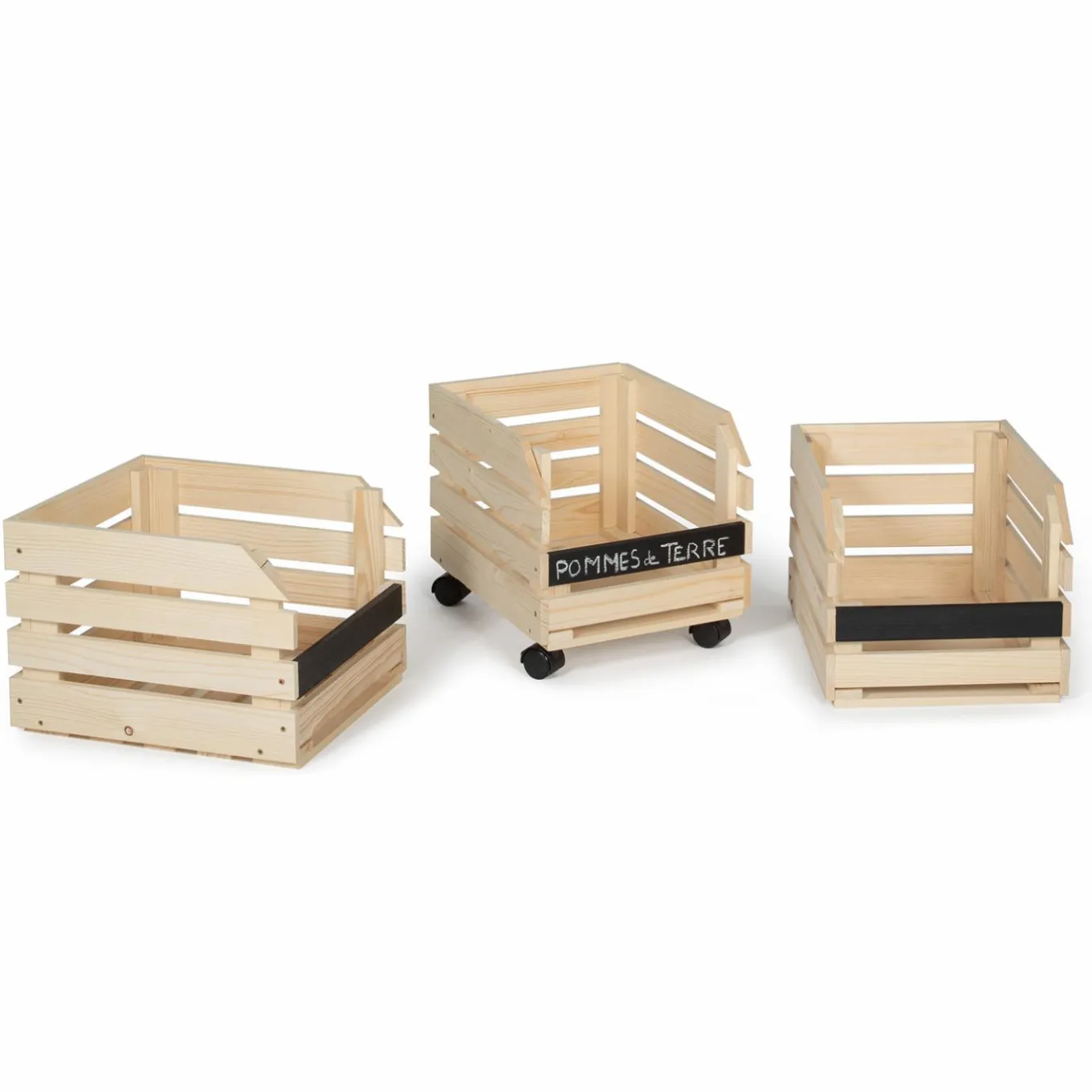 IDMarket Garde-manger empilable en bois à roulettes* Meubles Bas|Garde-Manger