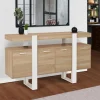 IDMarket Grand buffet bois et blanc 160 cm 4 portes* Salle À Manger Complète|Salon Complet