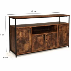 IDMarket Grand buffet industriel effet bois vieilli* Collection Vintage|Buffets