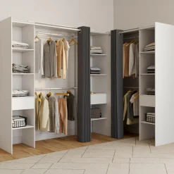 IDMarket Grand dressing d’angle extensible 230x140x180 cm blanc* Dressings Et Portants Vêtements|Chambre Complète Adulte