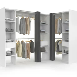 IDMarket Grand dressing d’angle extensible 230x140x180 cm blanc* Dressings Et Portants Vêtements|Chambre Complète Adulte