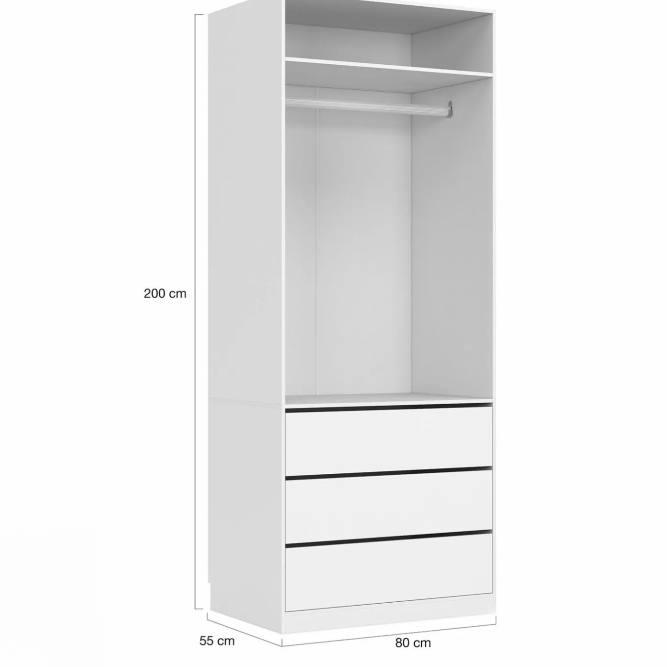 IDMarket Grand dressing modulable blanc 200 cm avec 1 penderie, 7 étagères et 3 tiroirs* Dressings Et Portants Vêtements