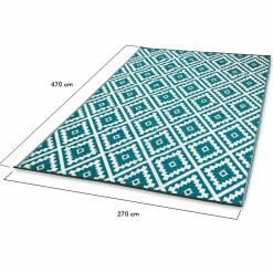 IDMarket Grand tapis bleu canard pour terrasse et extérieur* Revêtement Sol Extérieur