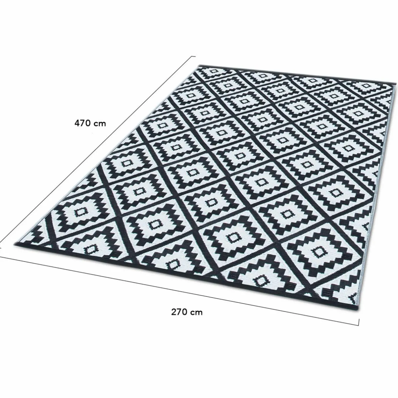 IDMarket Grand tapis noir pour terrasse et extérieur* Revêtement Sol Extérieur