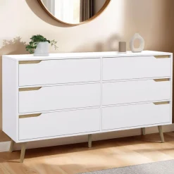 IDMarket Grande commode blanche scandinave avec 6 tiroirs* Meubles Tiroirs|Meubles Blancs
