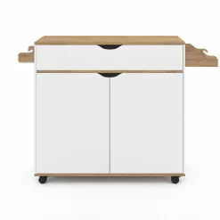 IDMarket Grande desserte cuisine blanche et bois avec placard et tiroir* Meubles Tiroirs|Meubles Blancs