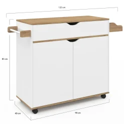 IDMarket Grande desserte cuisine blanche et bois avec placard et tiroir* Meubles Tiroirs|Meubles Blancs