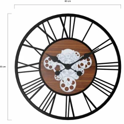IDMarket Grande horloge murale industrielle 60 cm avec engrenages* Décoration Et Accessoires