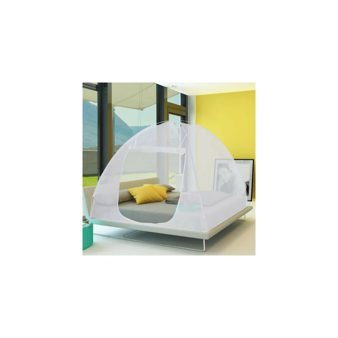 IDMarket Grande moustiquaire dôme pop-up 195x180 cm pour lit* Moustiquaires