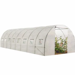 IDMarket Grande serre de jardin blanche avec 8 fenêtres* Serres Tunnel|Serres