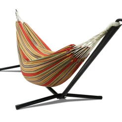 IDMarket Hamac rayé rouge et jaune avec support métal* Hamacs