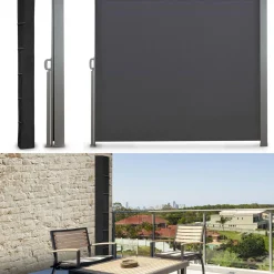 IDMarket Housse pour paravent rétractable hauteur 2m noire* Paravents Extérieurs