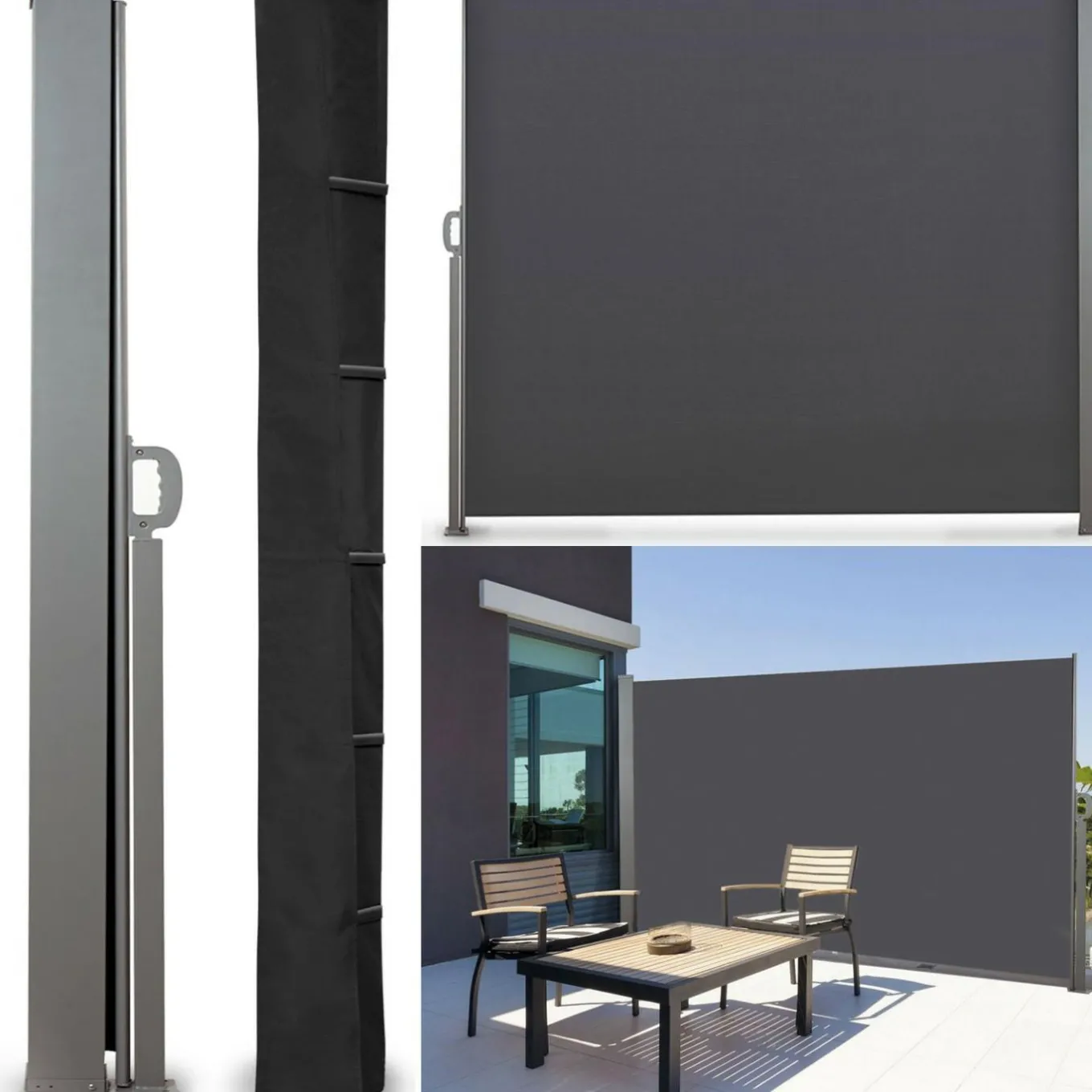 IDMarket Housse pour paravent rétractable hauteur 1 m 60 noir* Paravents Extérieurs