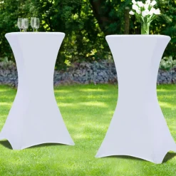 IDMarket Housses blanches pour table haute de réception* Mobilier Pliant D'Appoint