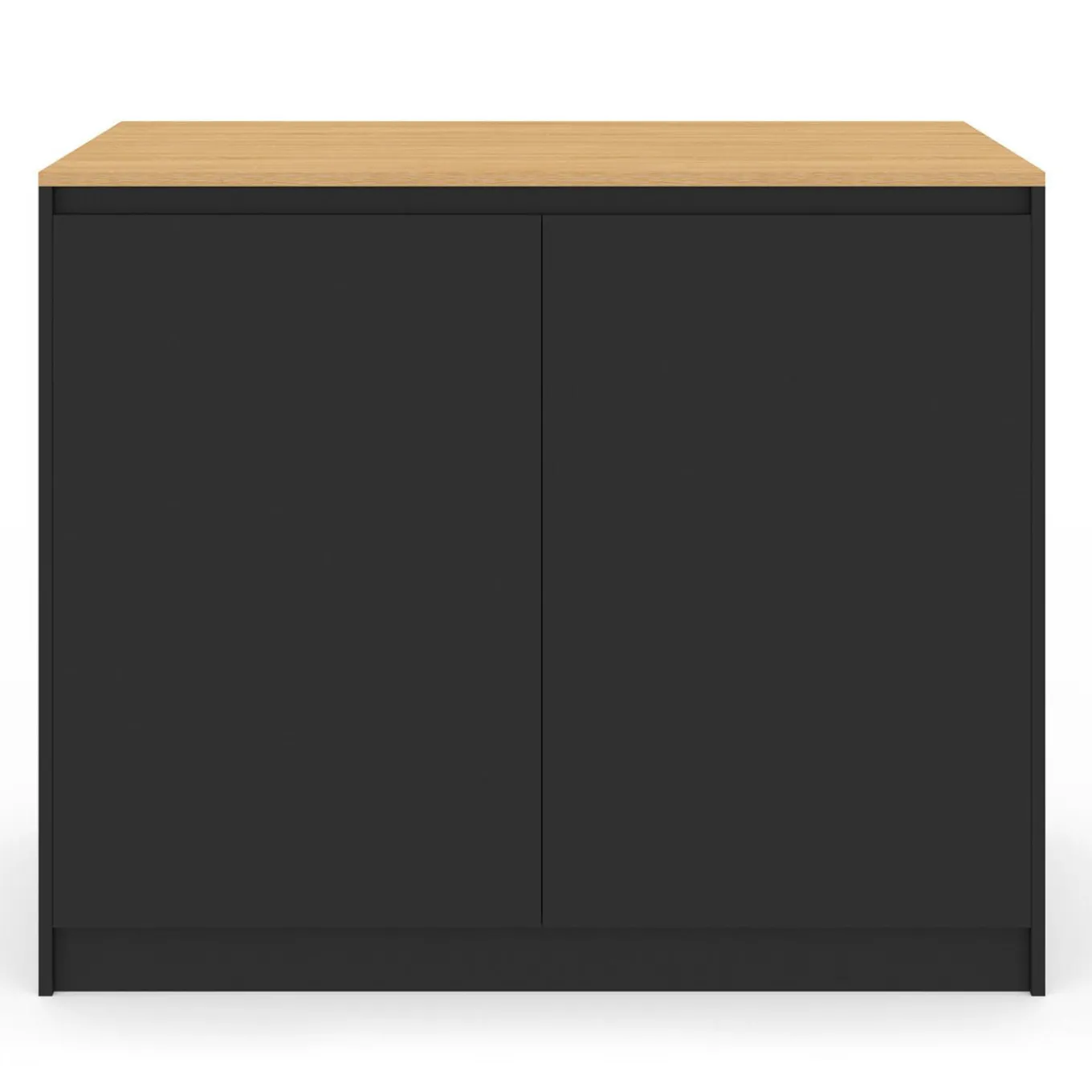 IDMarket Ilot central 110 cm avec tablette relevable rectangulaire bois noir et façon hêtre* Ilot Central