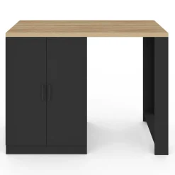 IDMarket Ilot central avec plan de travail et portes vitrées 2 personnes* Meubles Hauts|Collection Design