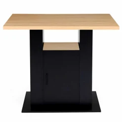 IDMarket Ilot central avec rangements bois noir et imitation hêtre 110 cm* Collection Moderne|Collection Design