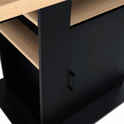 IDMarket Ilot central avec rangements bois noir et imitation hêtre 110 cm* Collection Moderne|Collection Design