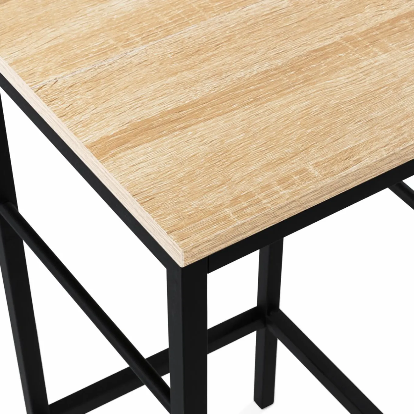 IDMarket Ilot central avec tabourets bois noir et imitation hêtre 110 cm design industriel* Meubles Hauts|Meubles En Bois