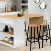 IDMarket Ilot central blanc et bois 130 cm pour 4 personnes* Collection Design|Collection Moderne