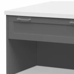 IDMarket Ilot central blanc et gris 130 cm pour 4 personnes* Collection Design|Collection Moderne