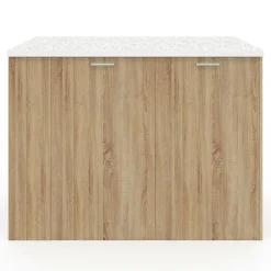 IDMarket Ilot central bois avec plan de travail terrazzo* Meubles Hauts|Meubles En Bois