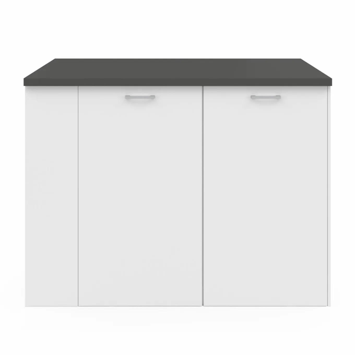 IDMarket Ilot central bois blanc plan de travail gris anthracite* Meubles Hauts|Meubles Blancs