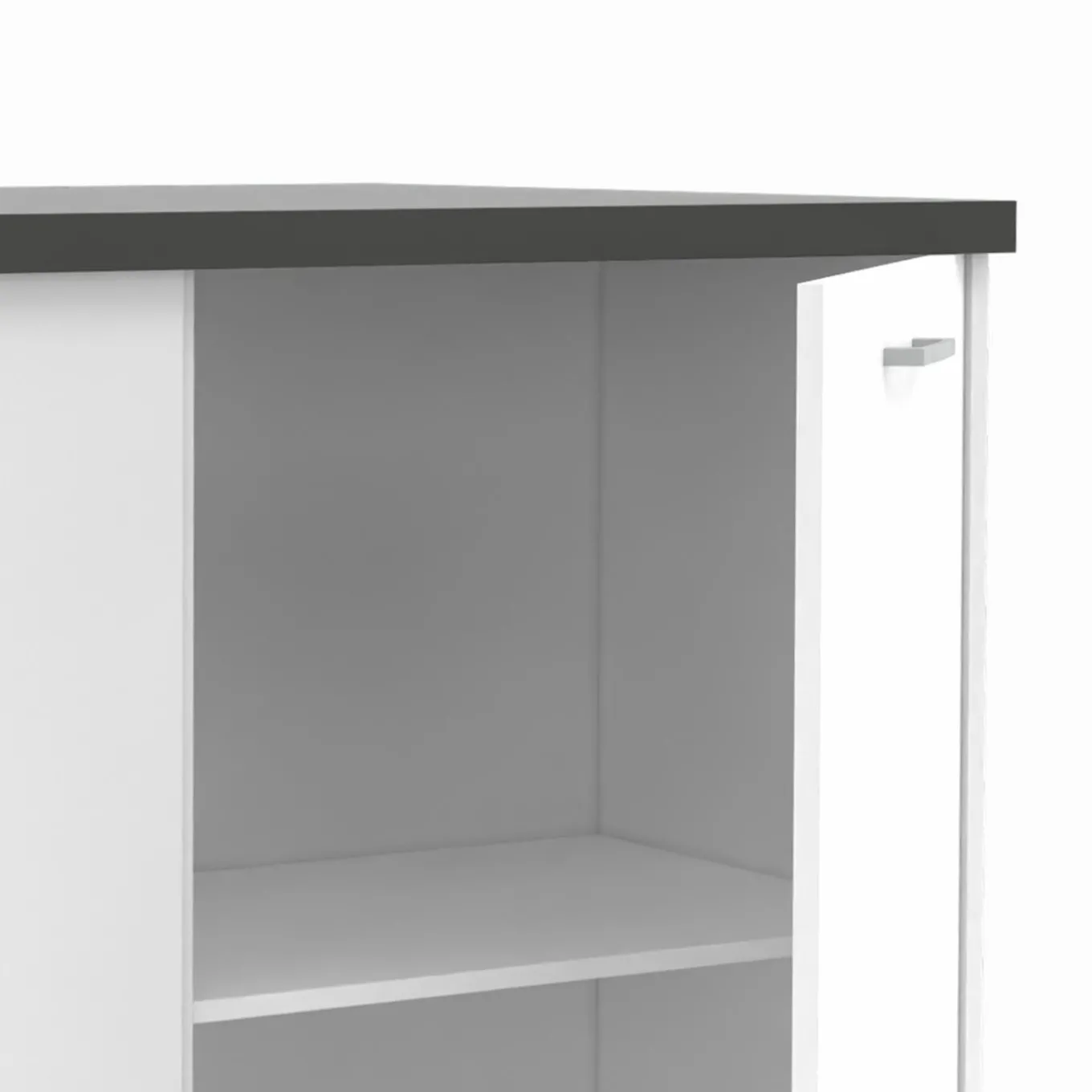 IDMarket Ilot central bois blanc plan de travail gris anthracite* Meubles Hauts|Meubles Blancs