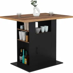 IDMarket Ilot central bois noir et effet bois foncé 110 cm avec rangements* Ilot Central|Collection Moderne