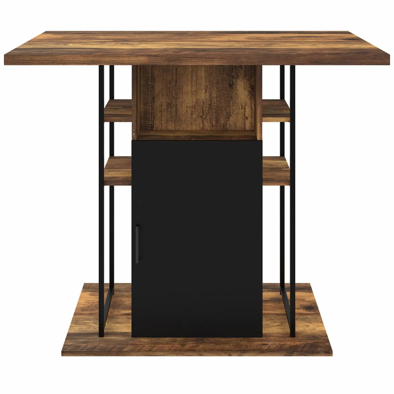 IDMarket Ilot central de cuisine industriel bois noir et effet bois foncé* Collection Vintage|Ilot Central