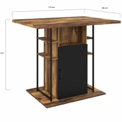 IDMarket Ilot central de cuisine industriel bois noir et effet bois foncé* Collection Vintage|Ilot Central