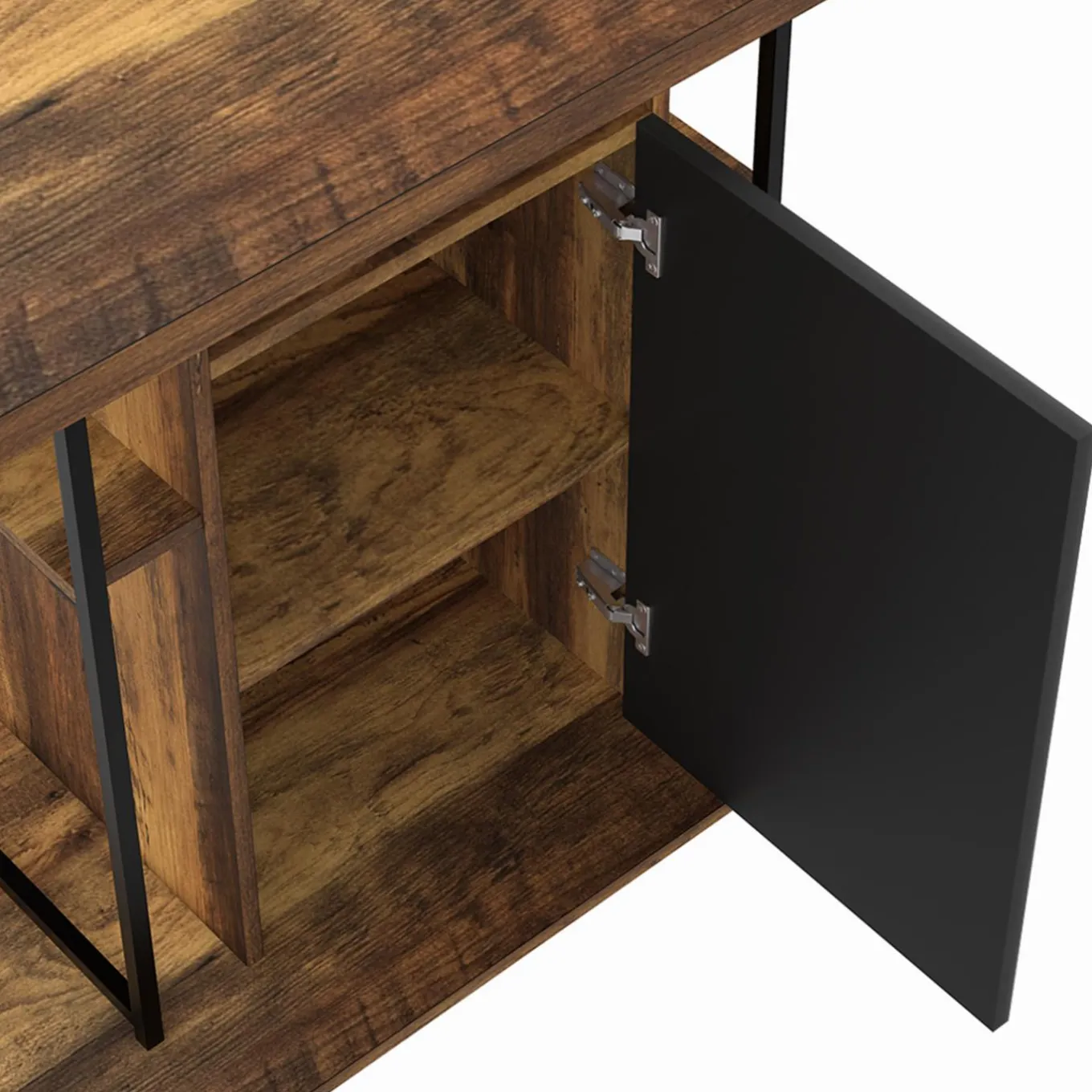 IDMarket Ilot central de cuisine industriel bois noir et effet bois foncé* Collection Vintage|Ilot Central