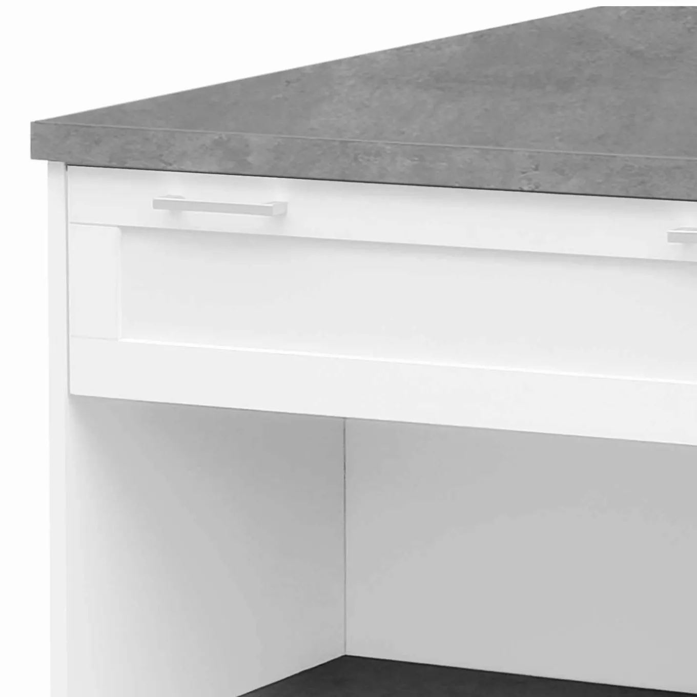 IDMarket Ilot central effet béton et blanc 130 cm pour 4 personnes* Collection Design|Collection Moderne