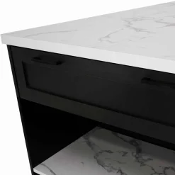 IDMarket Ilot central effet marbre et noir 130 cm pour 4 personnes* Collection Design|Collection Moderne