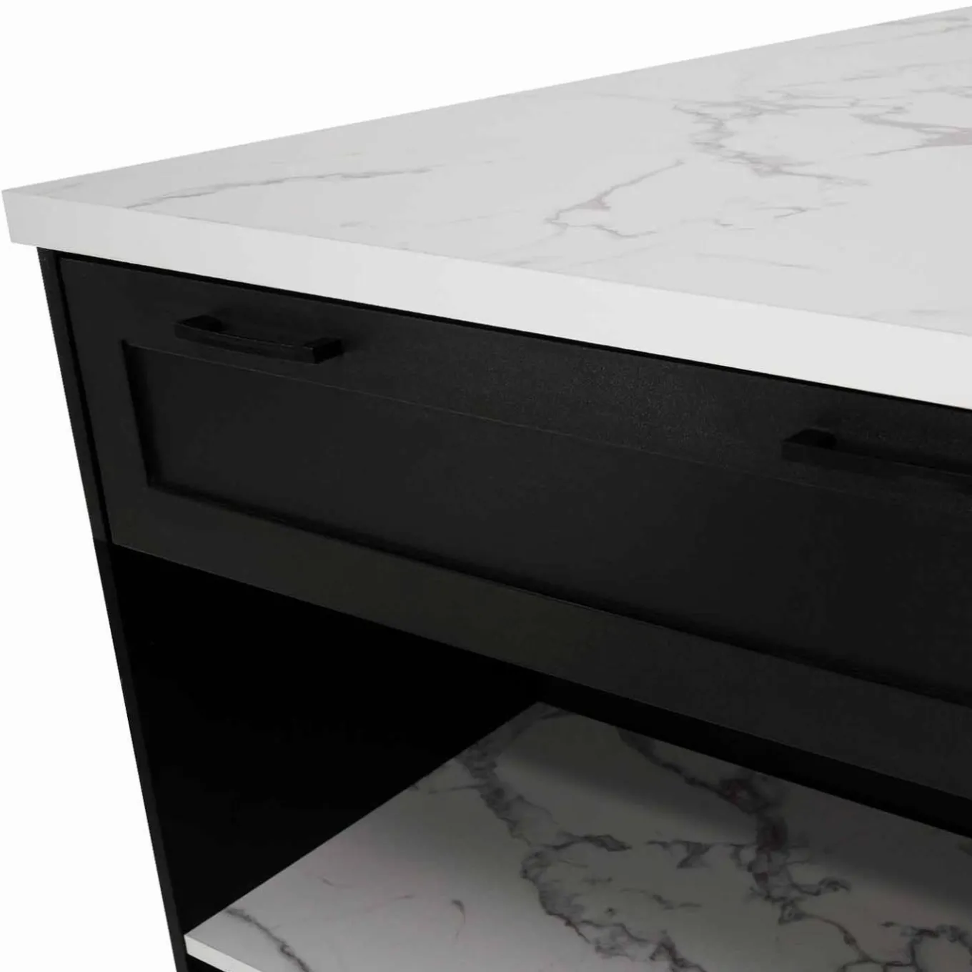 IDMarket Ilot central effet marbre et noir 130 cm pour 4 personnes* Collection Design|Collection Moderne