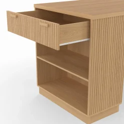 IDMarket Ilot central mange-debout 4 personnes 130 cm lattes tasseau bois coloris chêne* Ilot Central|Collection Moderne