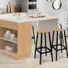 IDMarket Ilot central mange-debout 4 personnes 130 cm bois et plateau effet travertin* Ilot Central|Collection Moderne