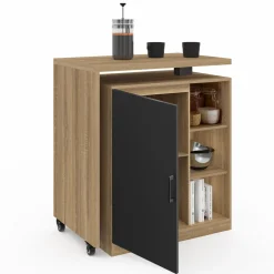 IDMarket Ilot central pivotant imitation hêtre porte noire* Collection Design|Collection Moderne