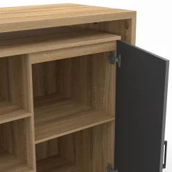 IDMarket Ilot central pivotant imitation hêtre porte noire* Collection Design|Collection Moderne