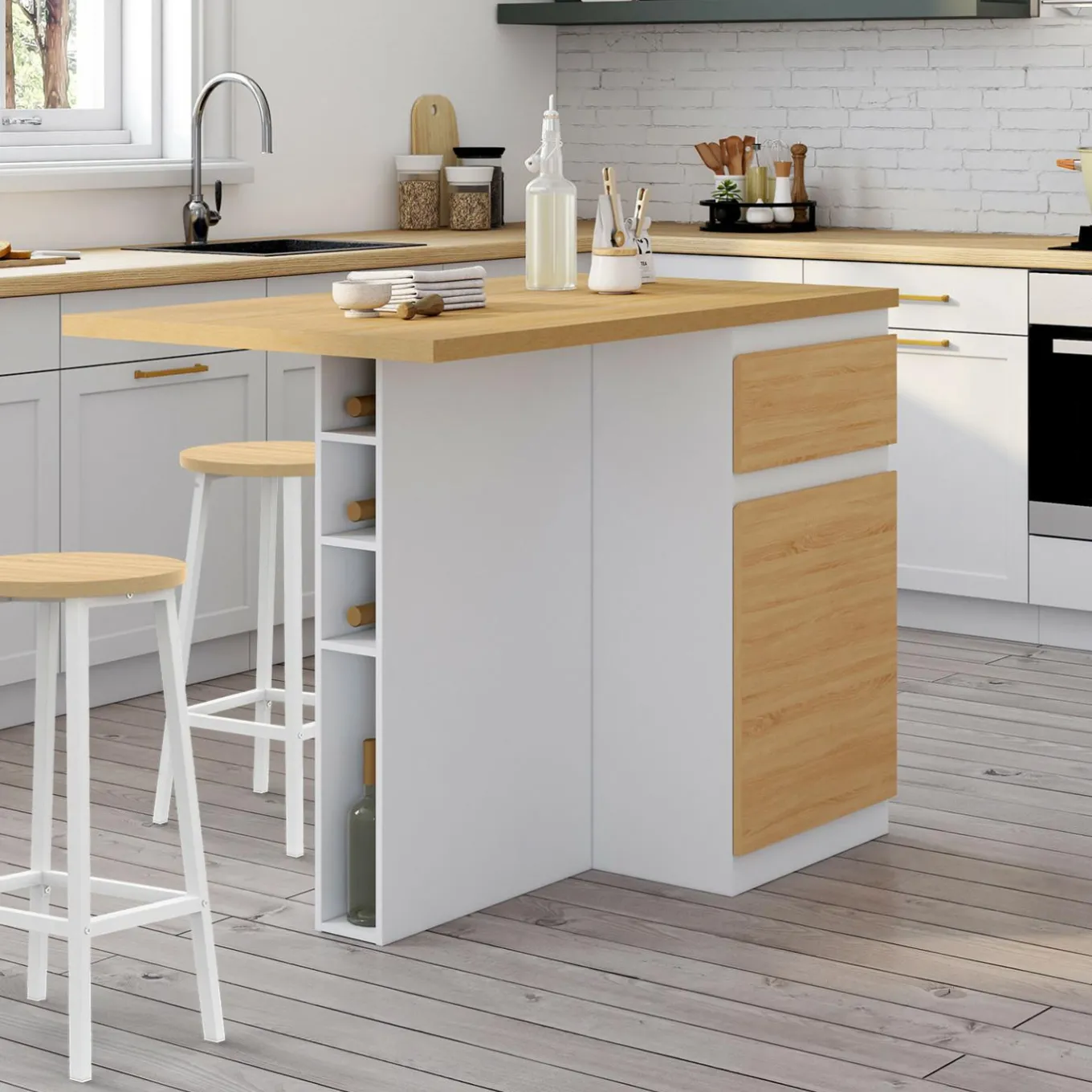 IDMarket Ilot central range bouteilles 4 personnes* Ilot Central