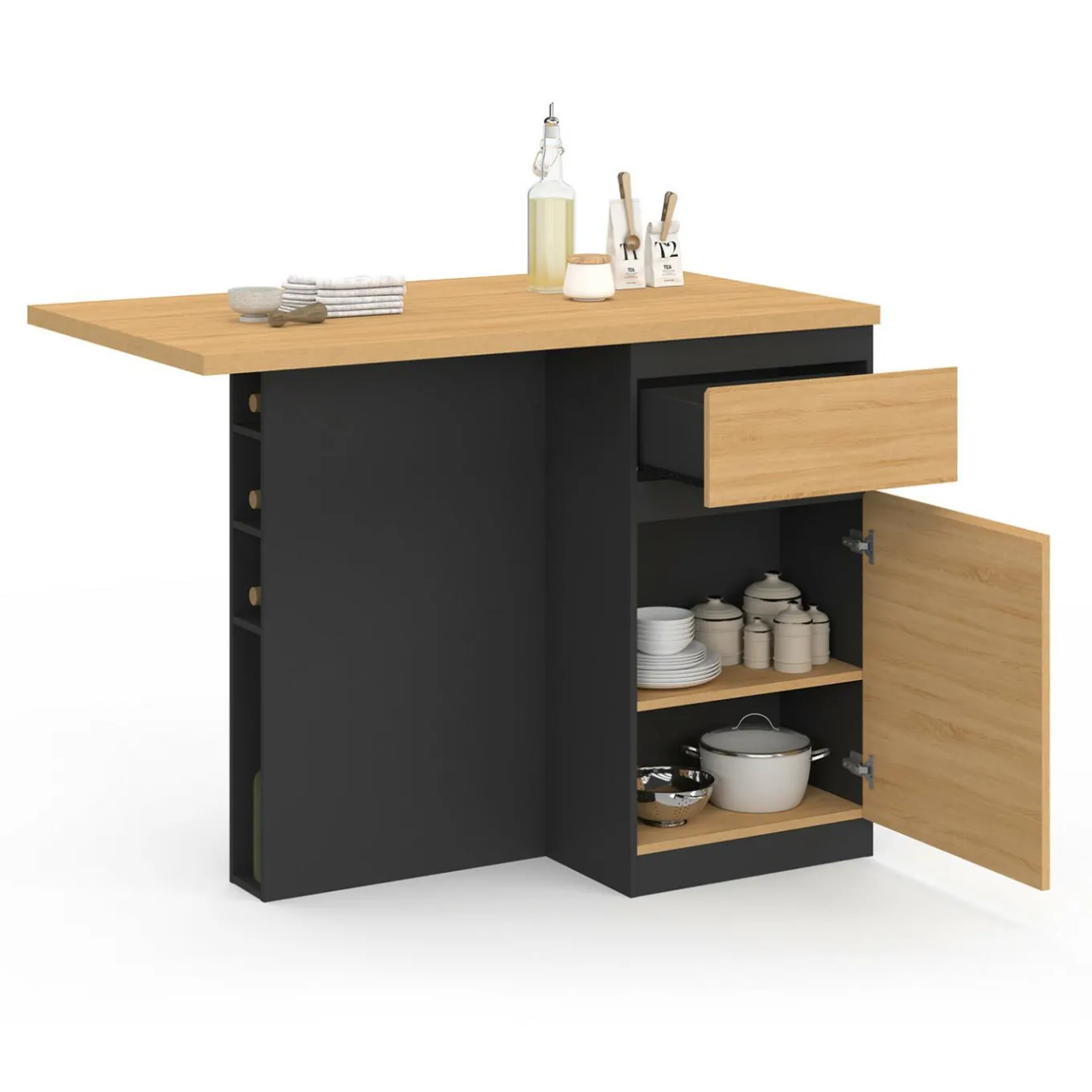 IDMarket Ilot central range bouteilles 4 personnes* Ilot Central