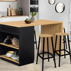 IDMarket Ilot mange debout noir et bois 130 cm* Collection Design|Collection Moderne